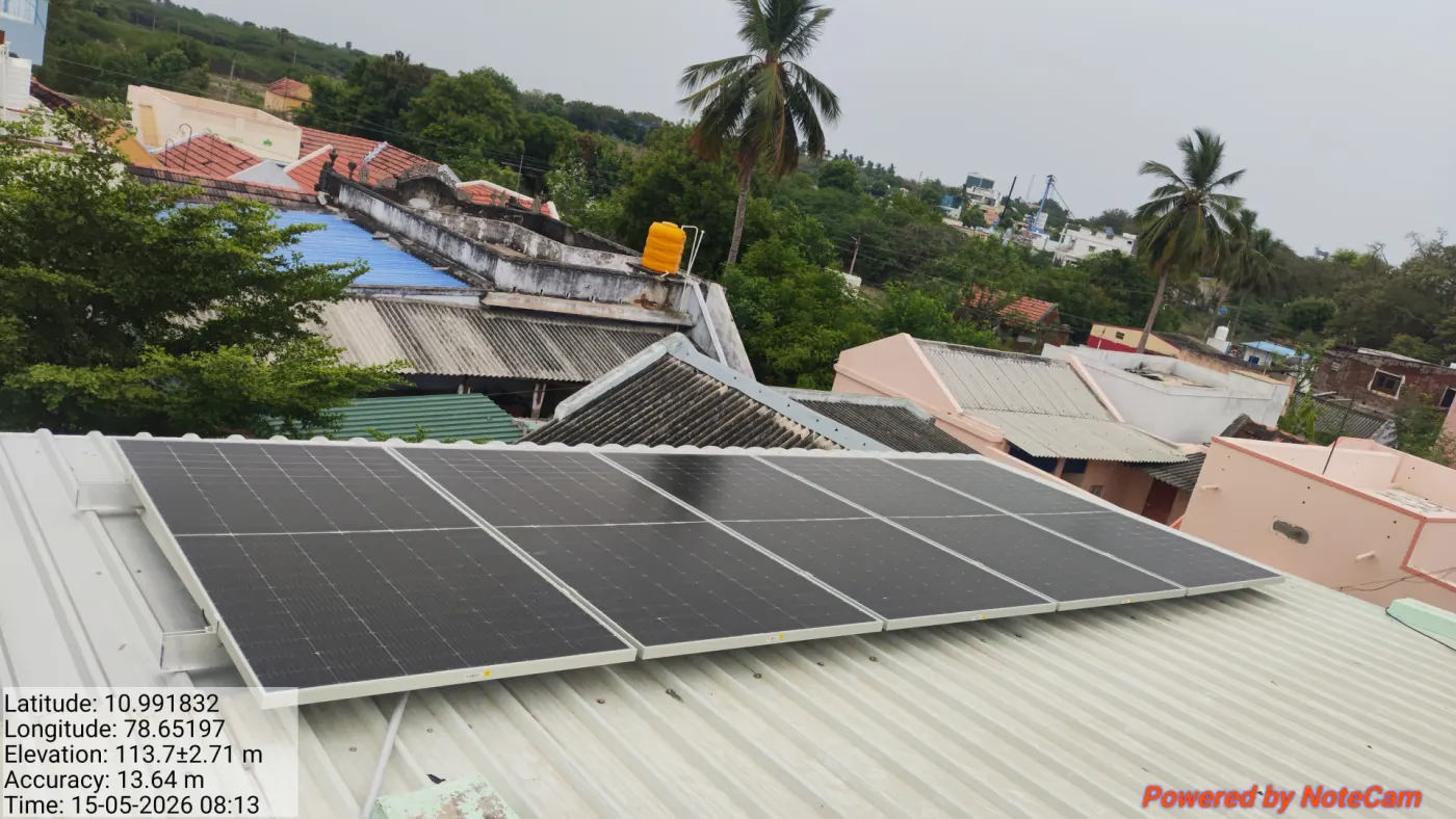 2.75 kW solar installation at 2.75 kW On-Grid Rooftop, Peramanagalam, Trichy